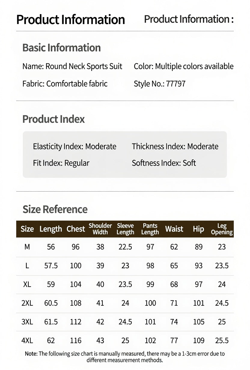 Product size chart
