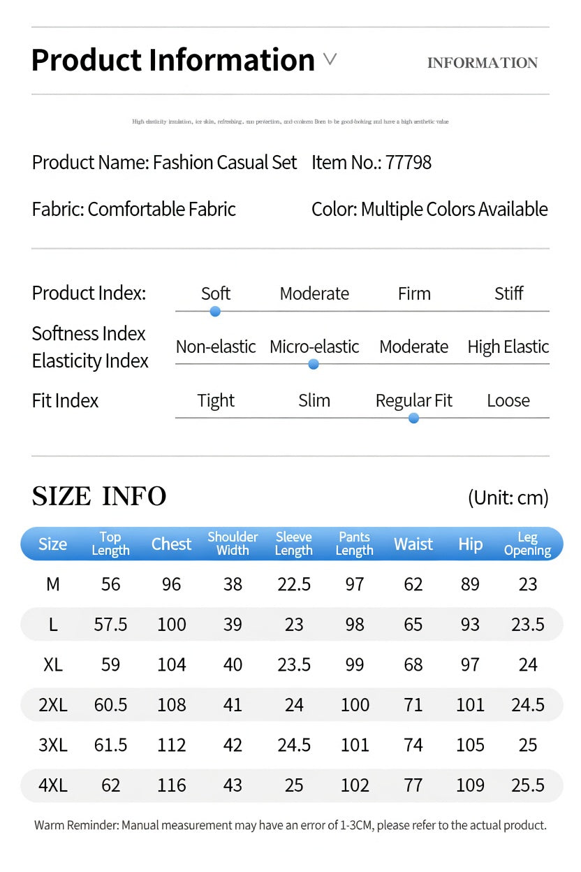 Product size chart