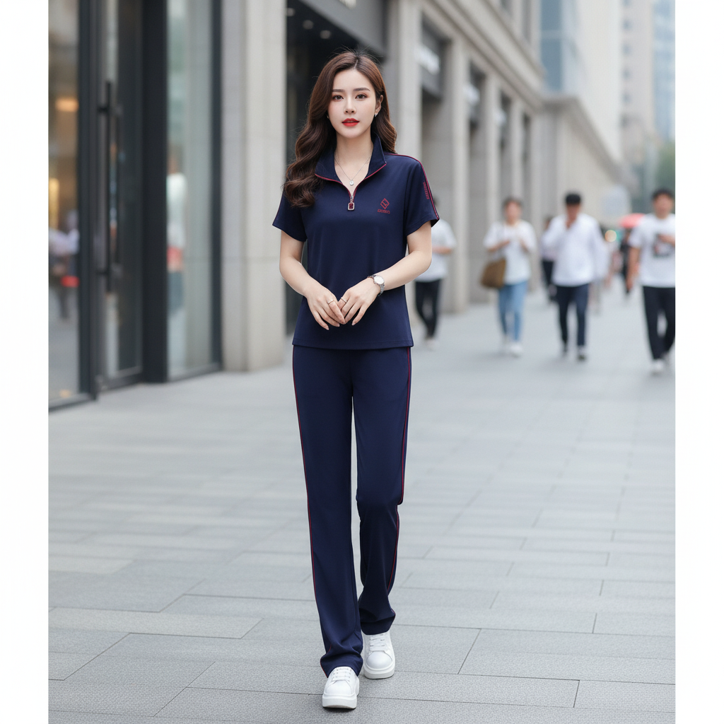 Stylish Embroidered Polo Shirt and Trousers Set