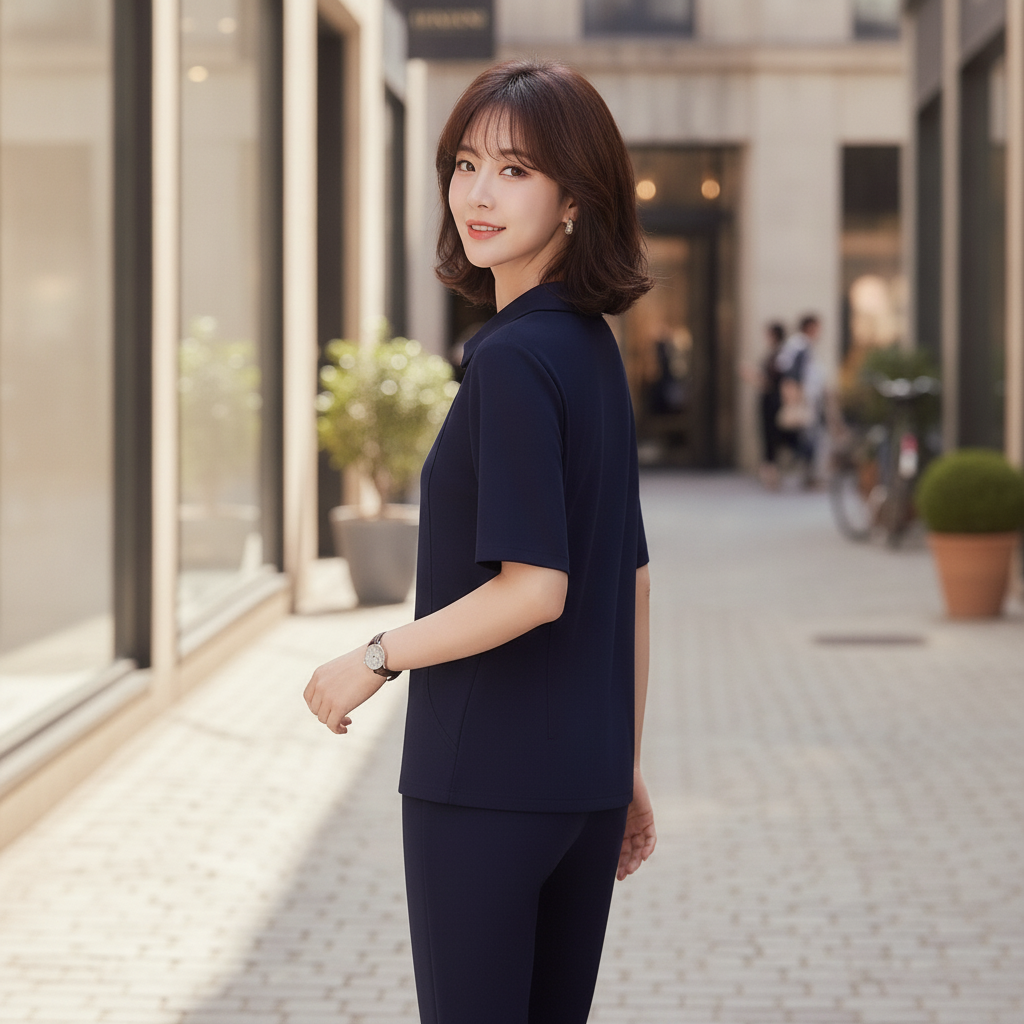 Solid-color casual set