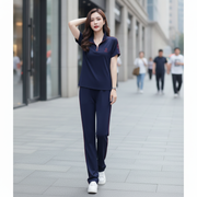 Stylish Embroidered Polo Shirt and Trousers Set