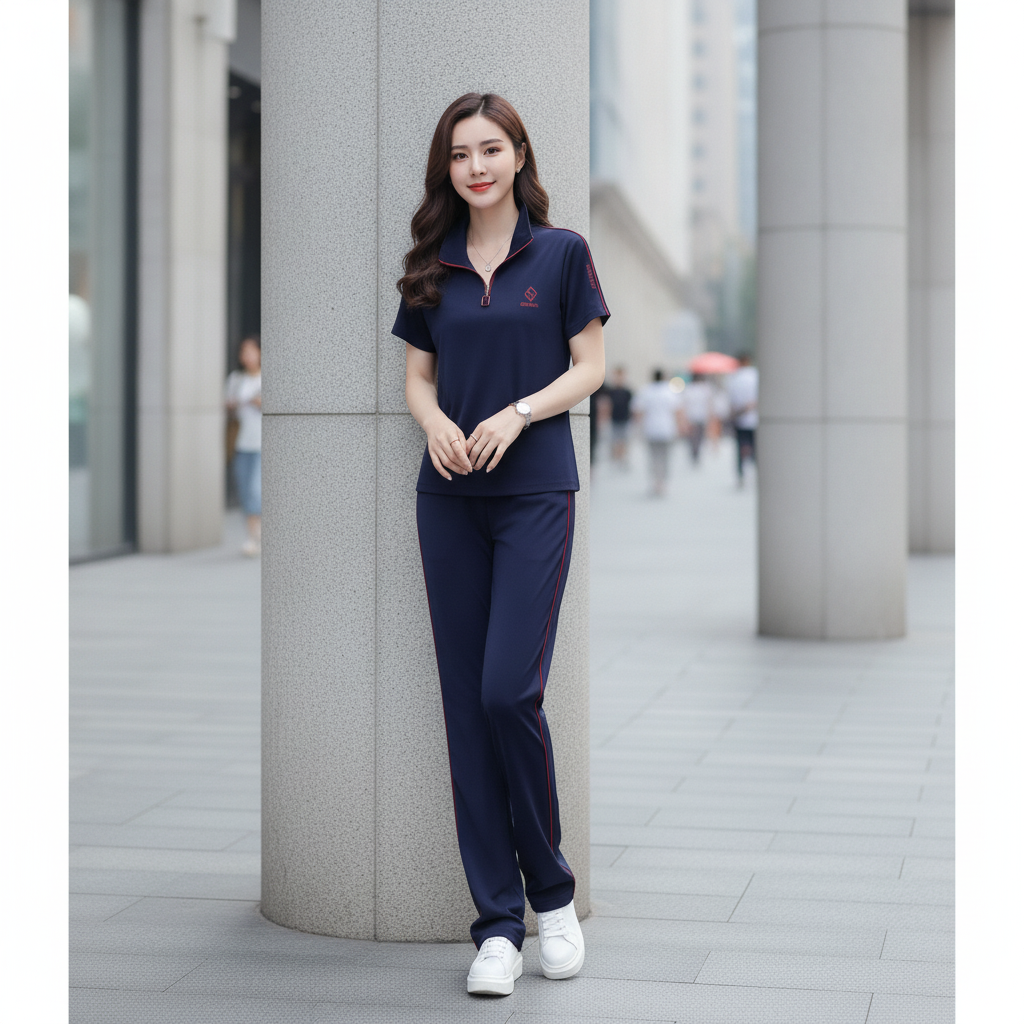 Stylish Embroidered Polo Shirt and Trousers Set