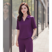 Solid-color casual set