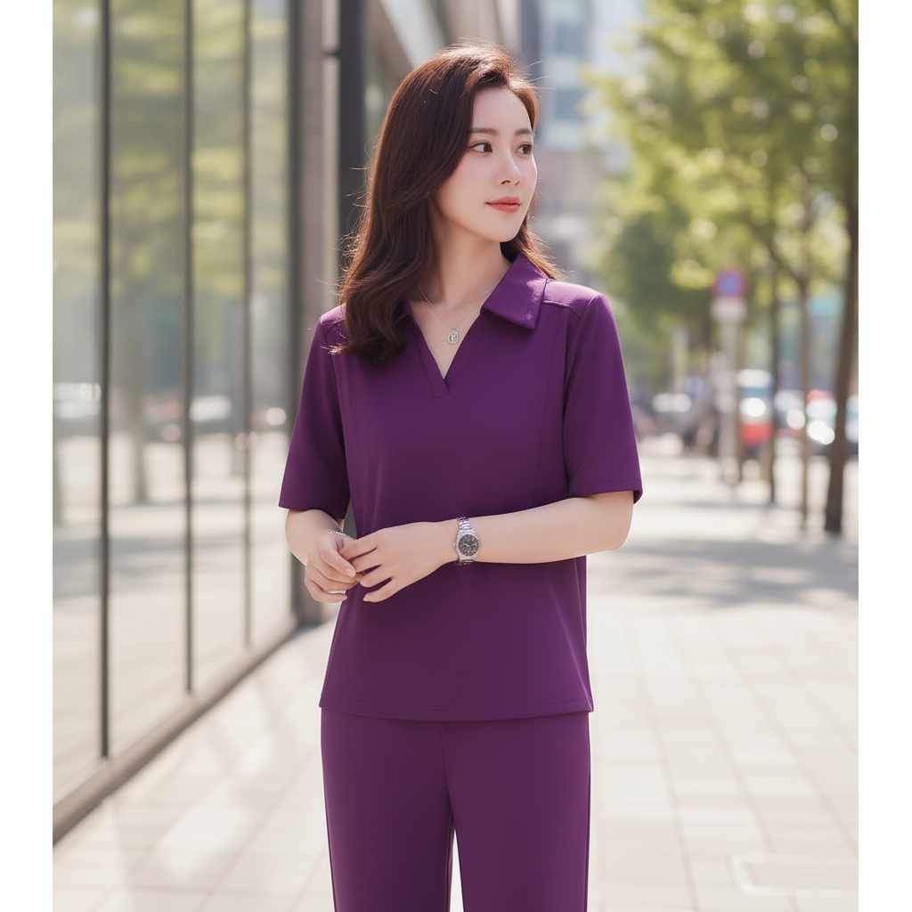 Solid-color casual set