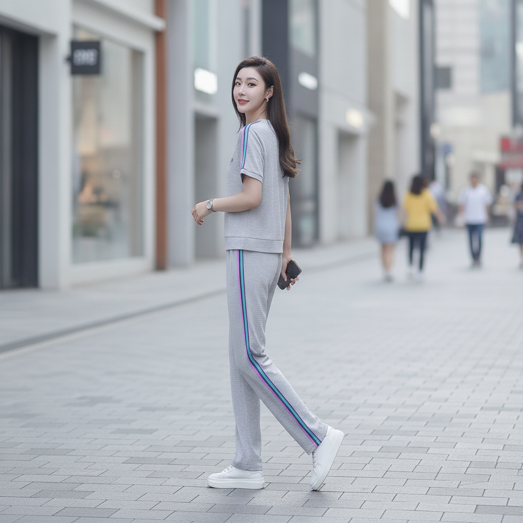 Crew-neck pullover bear-themed outfit