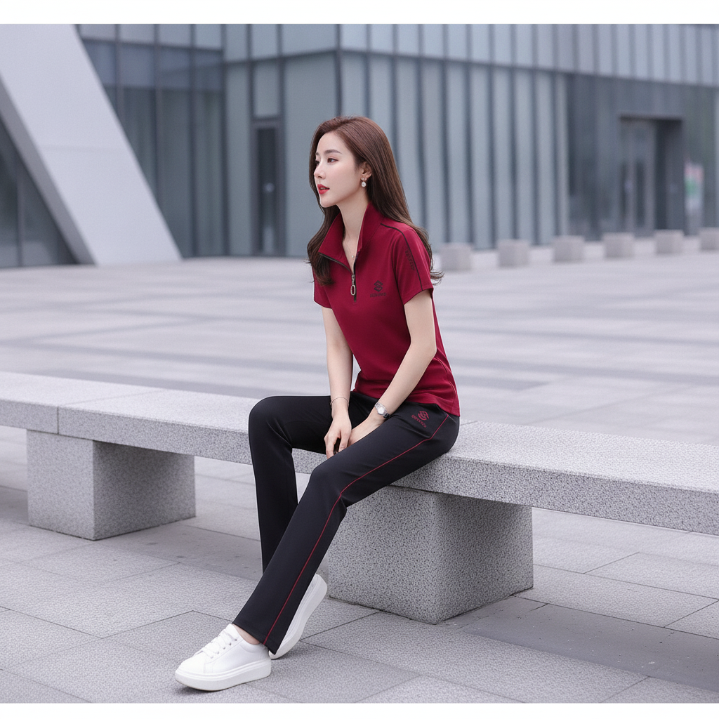 Stylish Embroidered Polo Shirt and Trousers Set