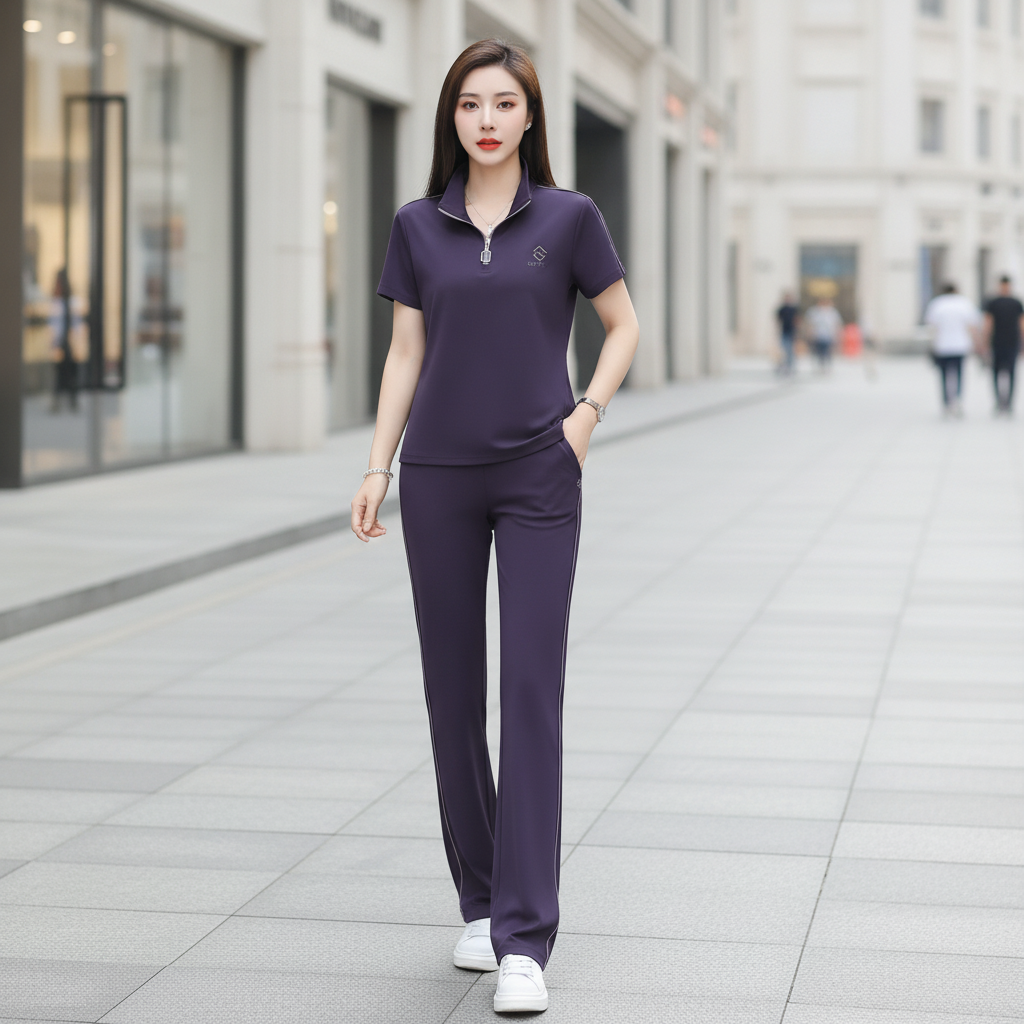 Stylish Embroidered Polo Shirt and Trousers Set