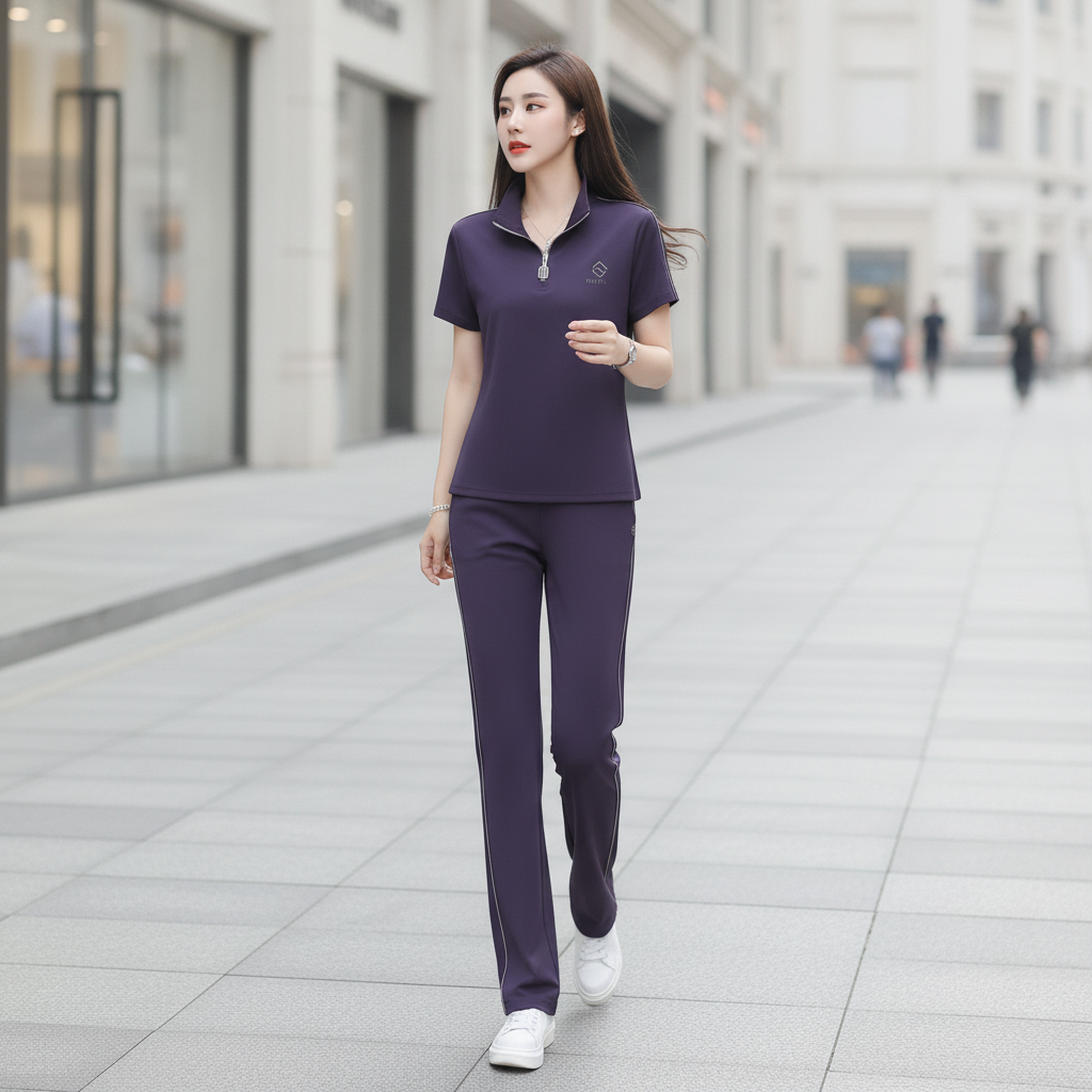 Stylish Embroidered Polo Shirt and Trousers Set