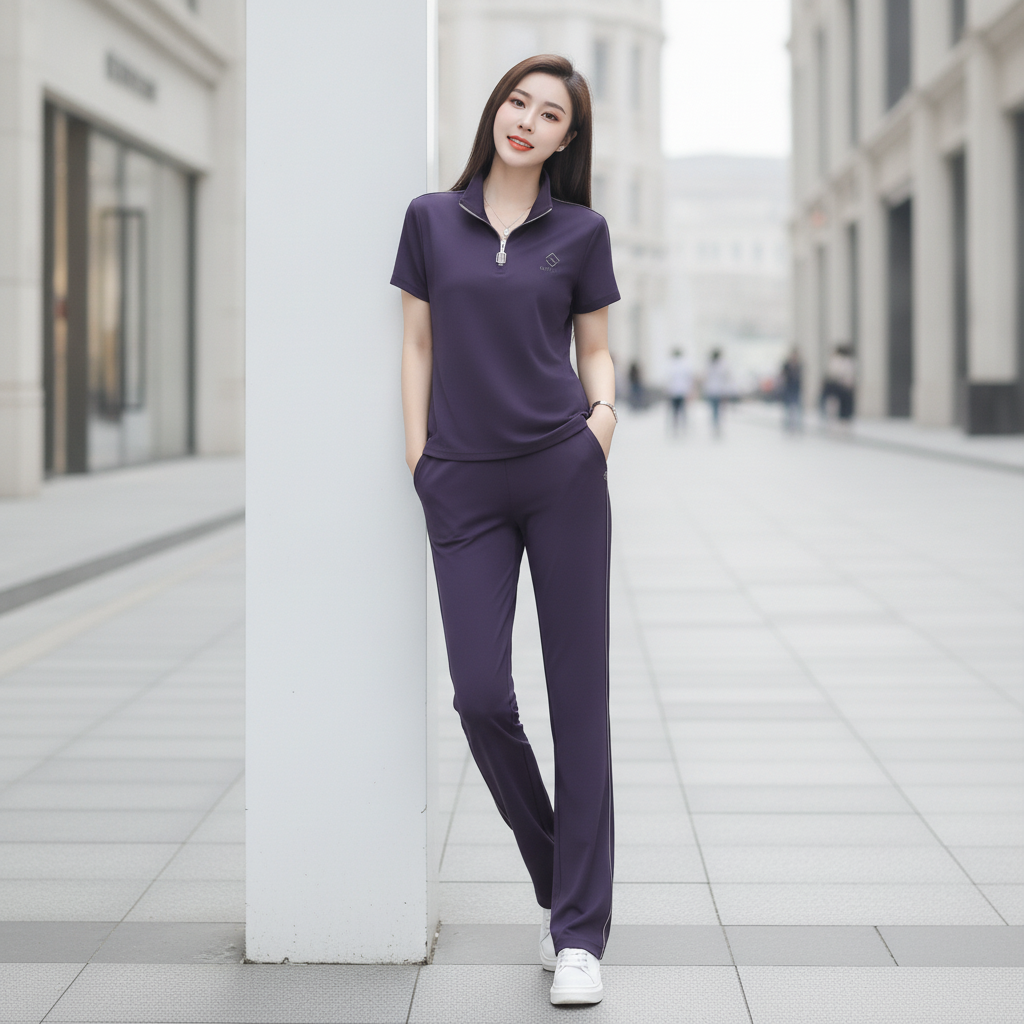 Stylish Embroidered Polo Shirt and Trousers Set