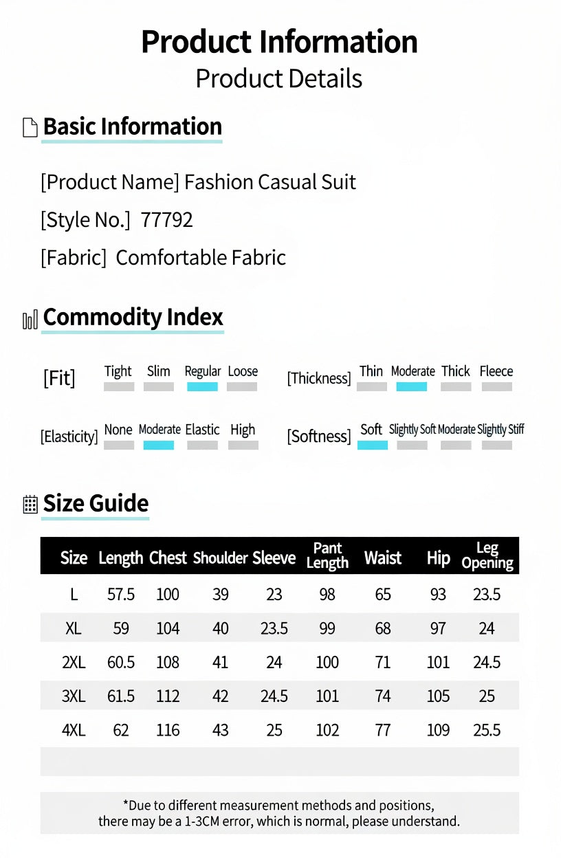 Product size chart
